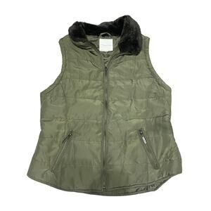 Copper Key Green Puffer Vest w/ Faux Fur Collar – Women’s M